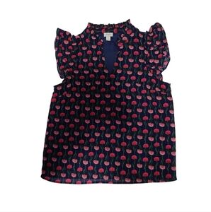 J Crew Short Sleeve Ruffle-Shoulder Top/Blouse Floral Women's Size XS Multicolor